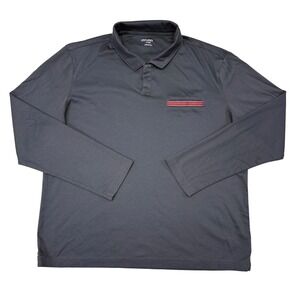 UNTUCKit Long Sleeve Polo Shirt Size XL Gray Damaschino with Pocket Casual